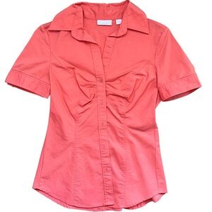 New York & Company Coral Short Sleeve Button-Down Shirt